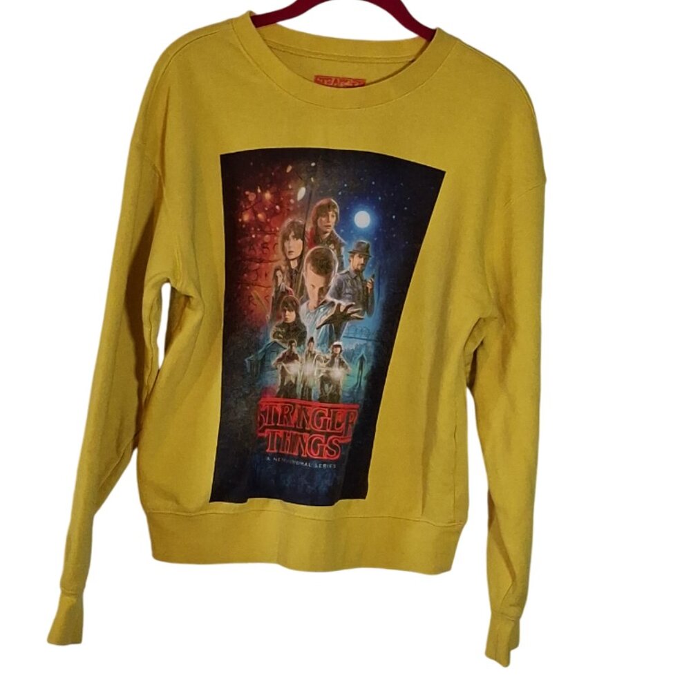 Stranger Things Lime Green/Yellow Crew Neck, Size Small